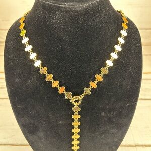 Ann Taylor Gold Clover Link Lariat Necklace